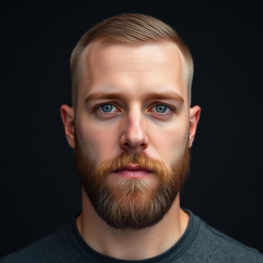 Client after a fade haircut and beard sculpt